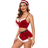 Disfraz navideño de terciopelo con conjunto